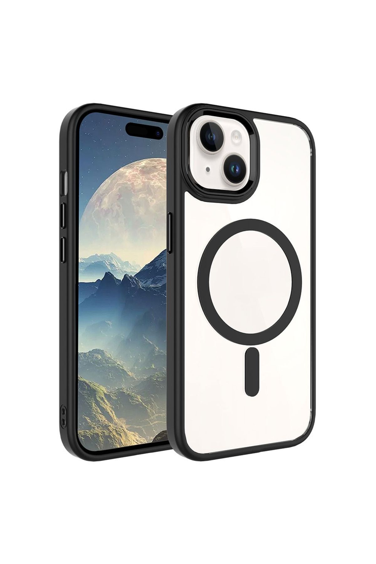 Apple iPhone 15 Plus Kılıf Kamera Çıkıntılı Şarj Destekli Kenarı Renkli Hassas Butonlu Kapak