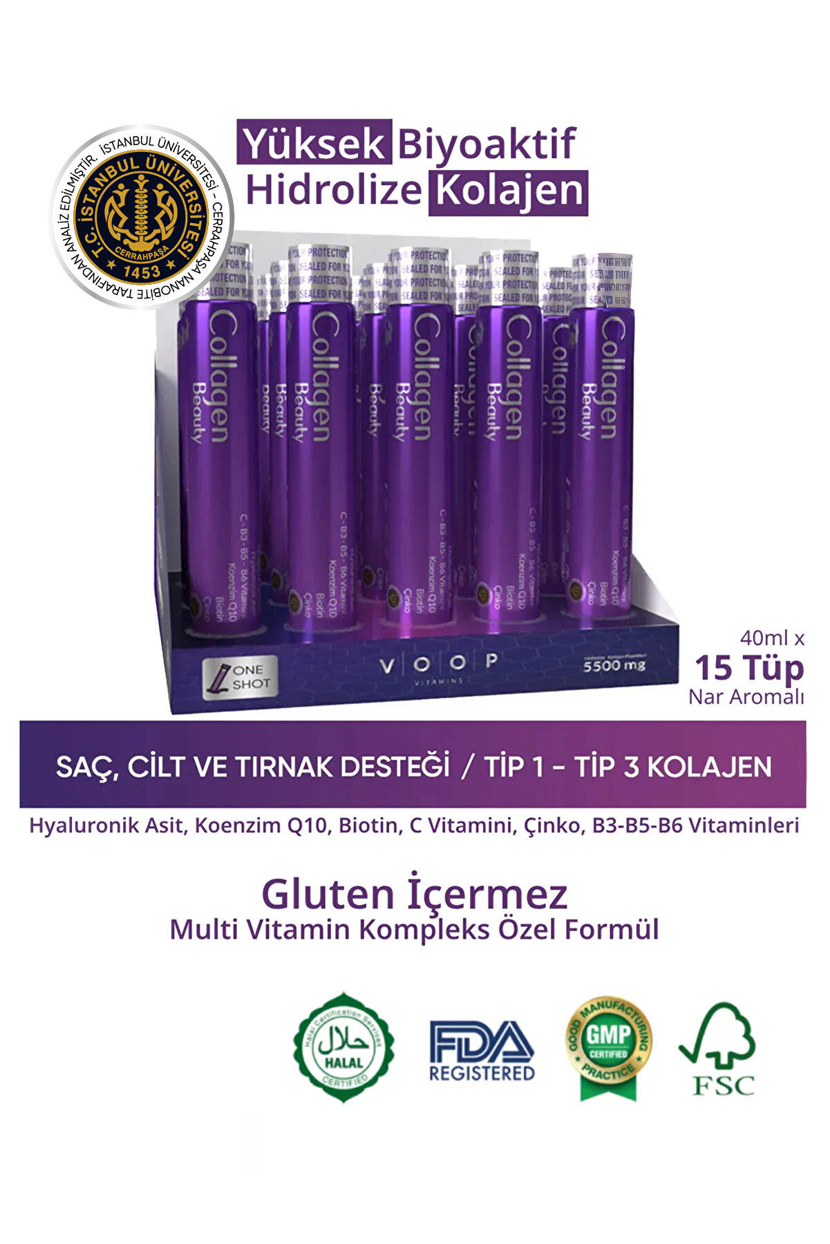 Collagen Beauty Yüksek Biyoaktif Hidrolize Kolajen %100 Saf Ve Doğal - 15 Tüp