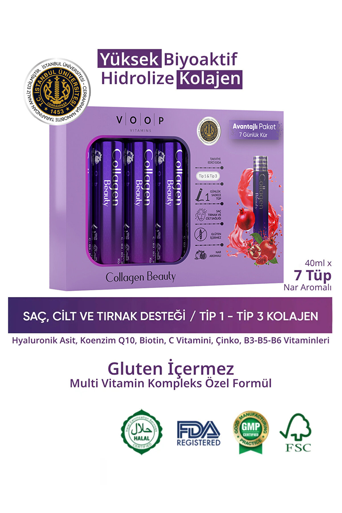 Collagen Beauty Yüksek Biyoaktif Hidrolize Kolajen %100 Saf Ve Doğal - 7 Tüp
