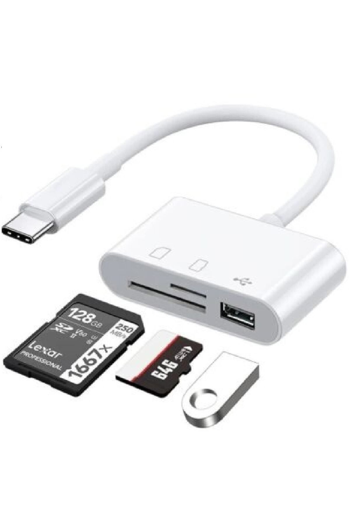 5232 Usb Type C To Sd Microsd Tf Kart Okuyucu Usb 3in1 Çevirici Dönüştürücü Adaptör