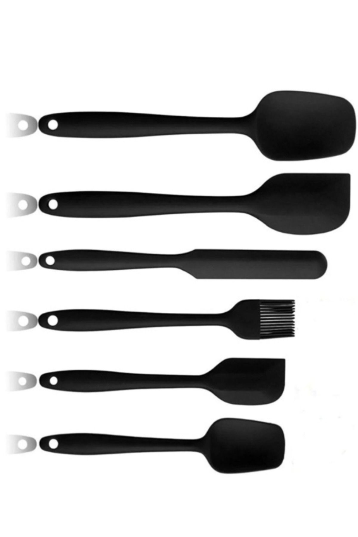 6lı Takım Yanmaz Yapışmaz Mutfak Pasta Slikon Yumurta Fırçası Kaşık Bıçak Spatula Seti