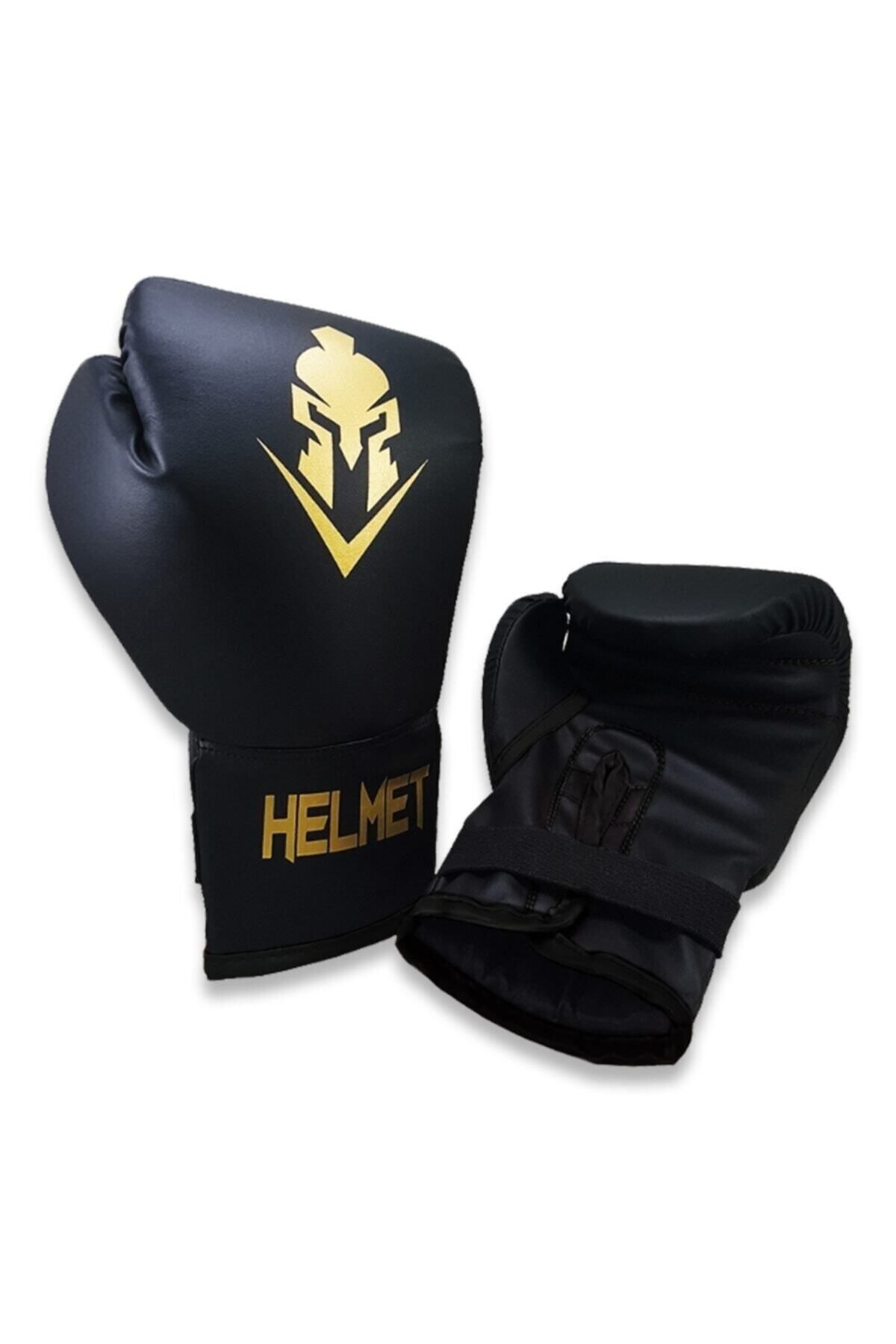 Siyah Helmet Boks Eldiveni ve Atlama Ipi Seti Suni Deri