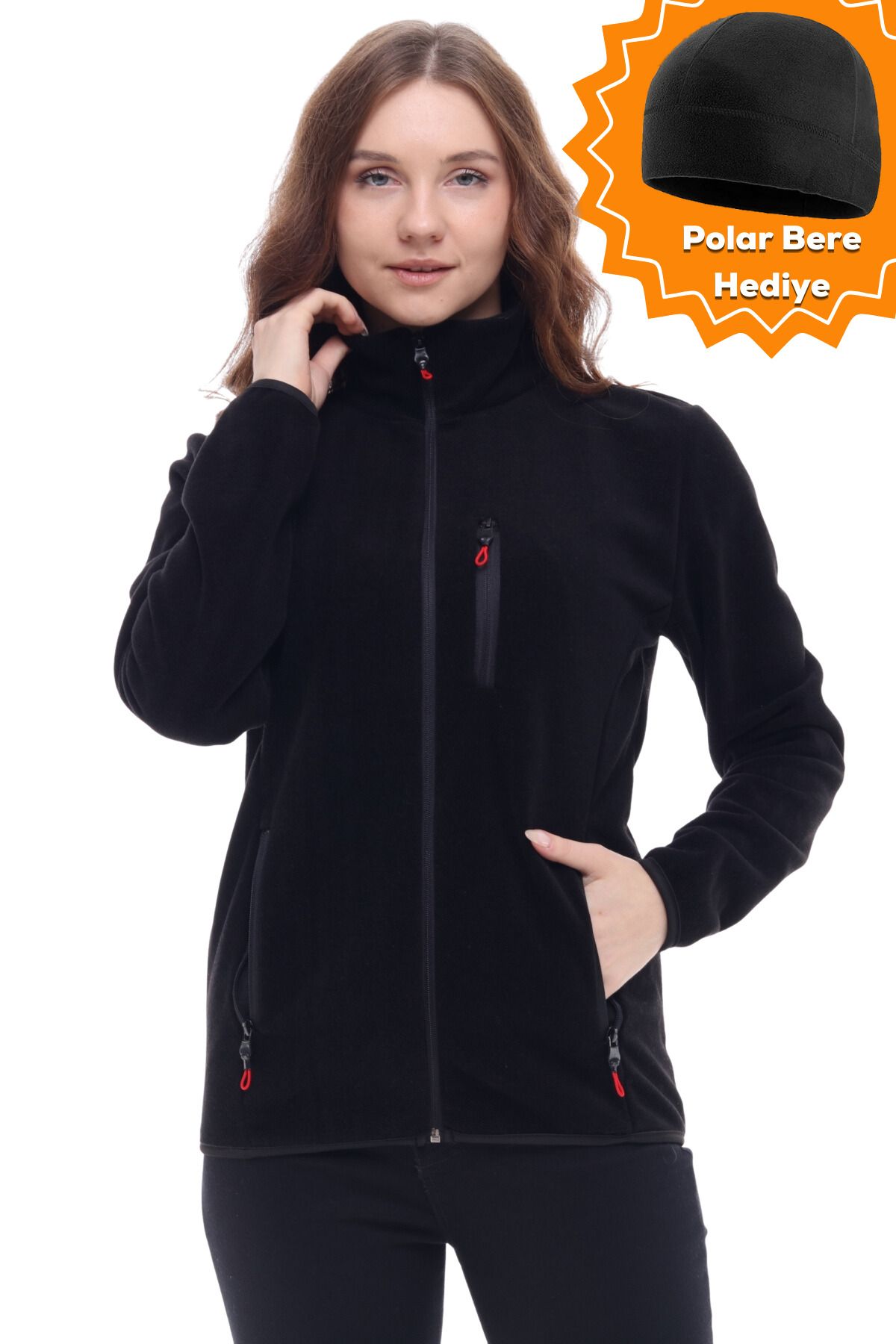 Ghassyco. Kadın Tam Fermuarlı Kalın Outdoor Polar Ceket