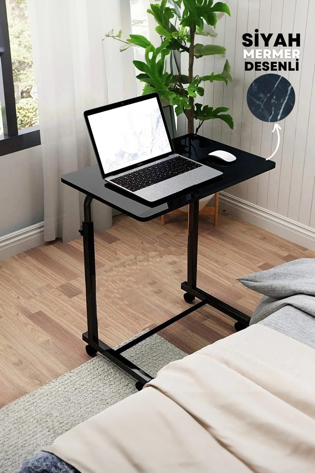Tekerlekli Laptop Bilgisayar Çalışma Masası Eğim Yükseklik Ayarlı Akrobat Koltuk Sehpası