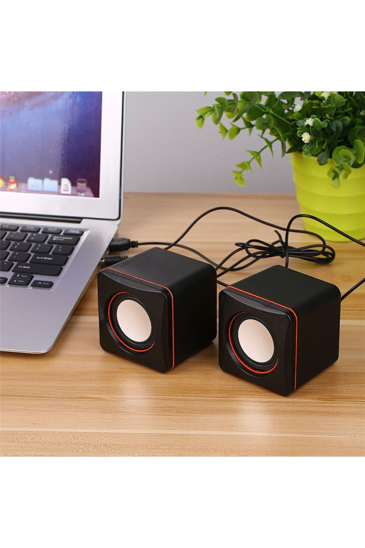 Mini 1+1 Taşınabilir Kablolu Hoparlör 3.5mm Aux USB Masaüstü Pc Mp3 Müzik Çalar Ses Sistemi