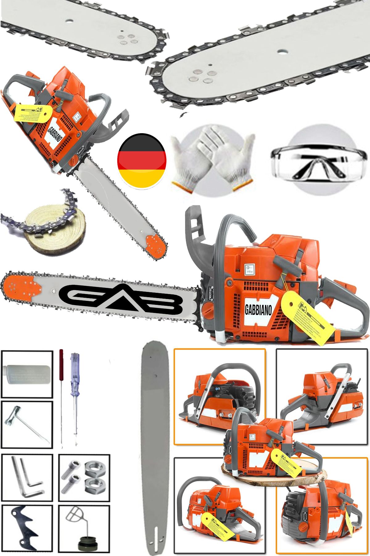 Italy Strong 9800 9,8 Hp Metal Şanzıman Bakır Sargılı Benzinli Ağaç Motoru Testeresi