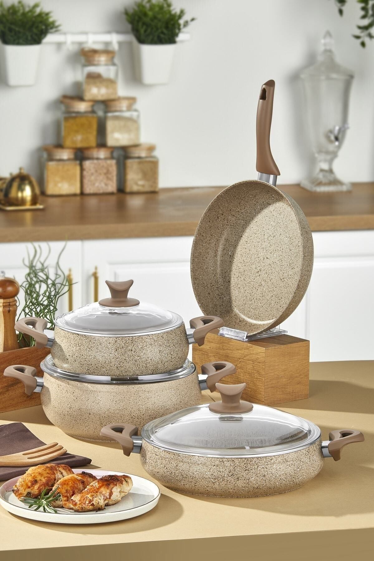 Mastercook Tombik 7 Parça Granit Tencere Seti Altın Rengi
