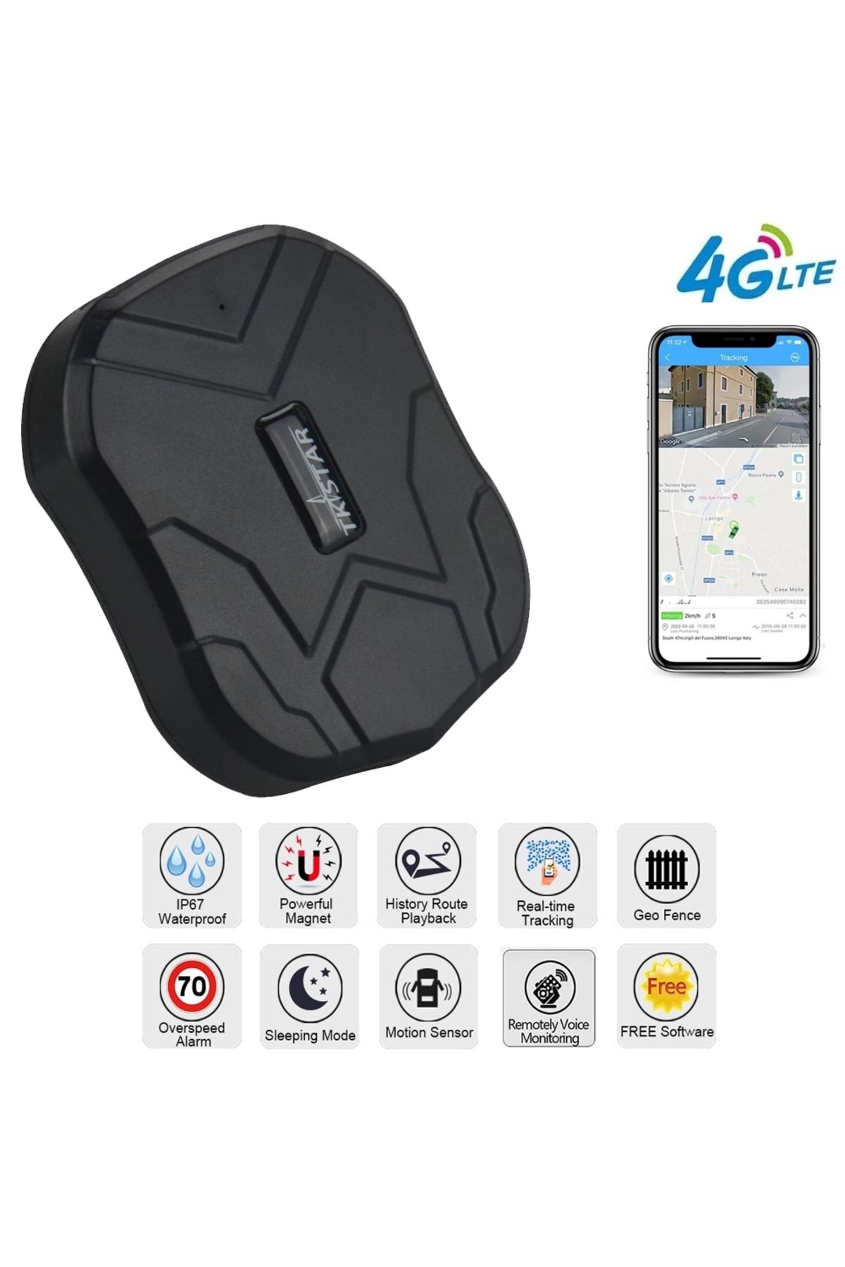 TK905 GPS MIKNATISLI SU GEÇİRMEZ ÜCRETSİZ WEB UYGULAMALI 5000mAh PİLLİ 2G / ARAÇ TAKİP CİHAZI