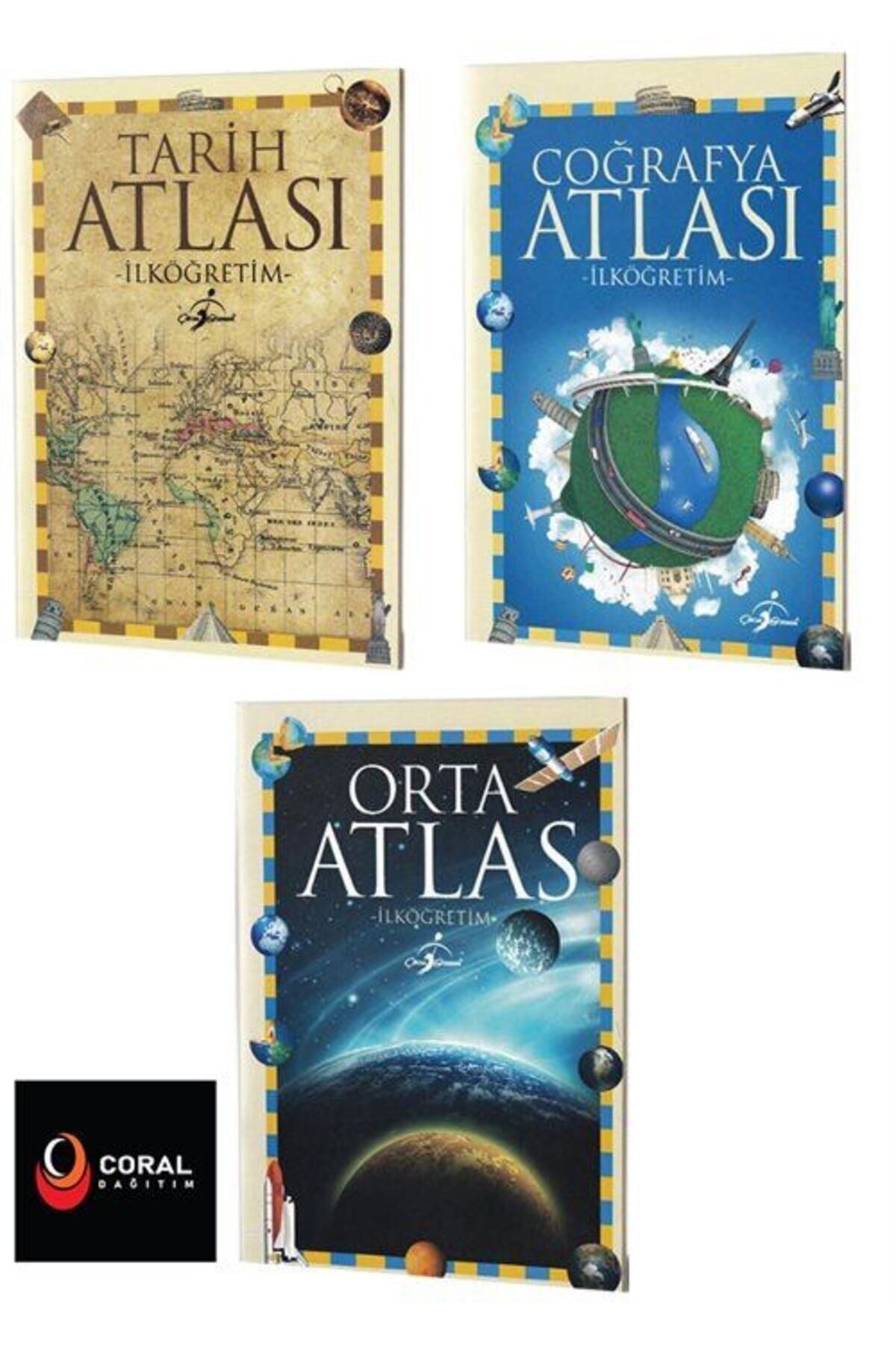 İlköğretim Atlas Seti / Coğrafya,Tarih ve Orta Atlas 3 Kitap Set