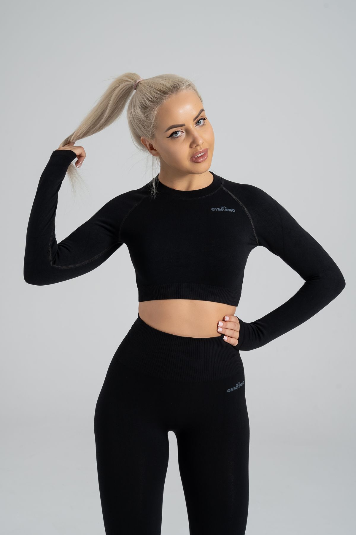 Dikişsiz Spor Uzun Kollu Crop Top