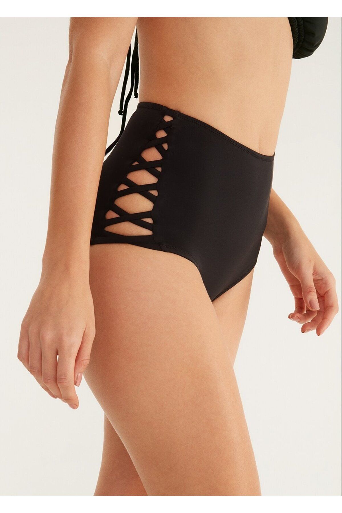 Yüksek Bel Yanı Biyeli Bikini Alt