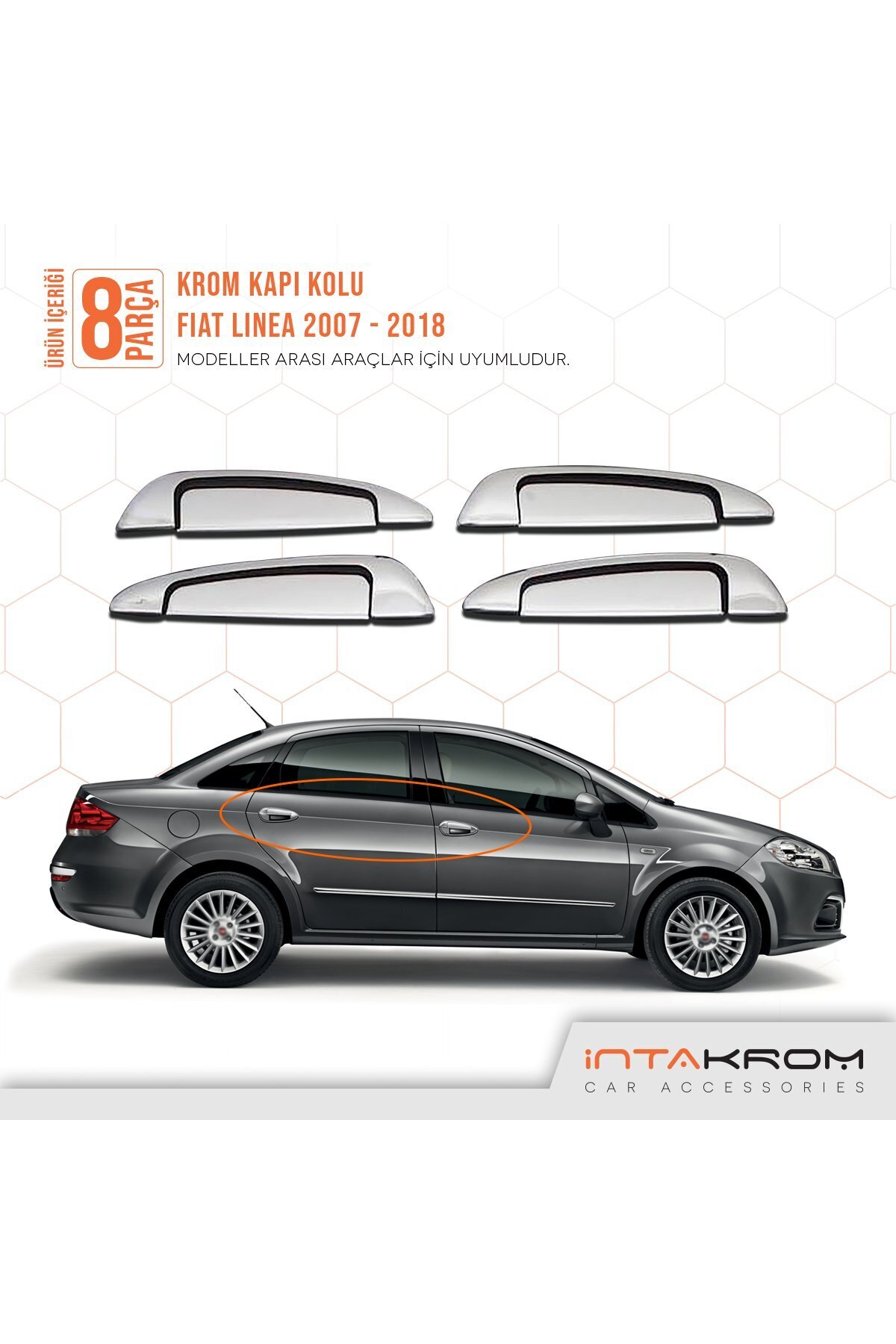 Fiat Linea Krom Kapı Kolu 4 Kapı 8 Parça 2007 Ve Sonrası