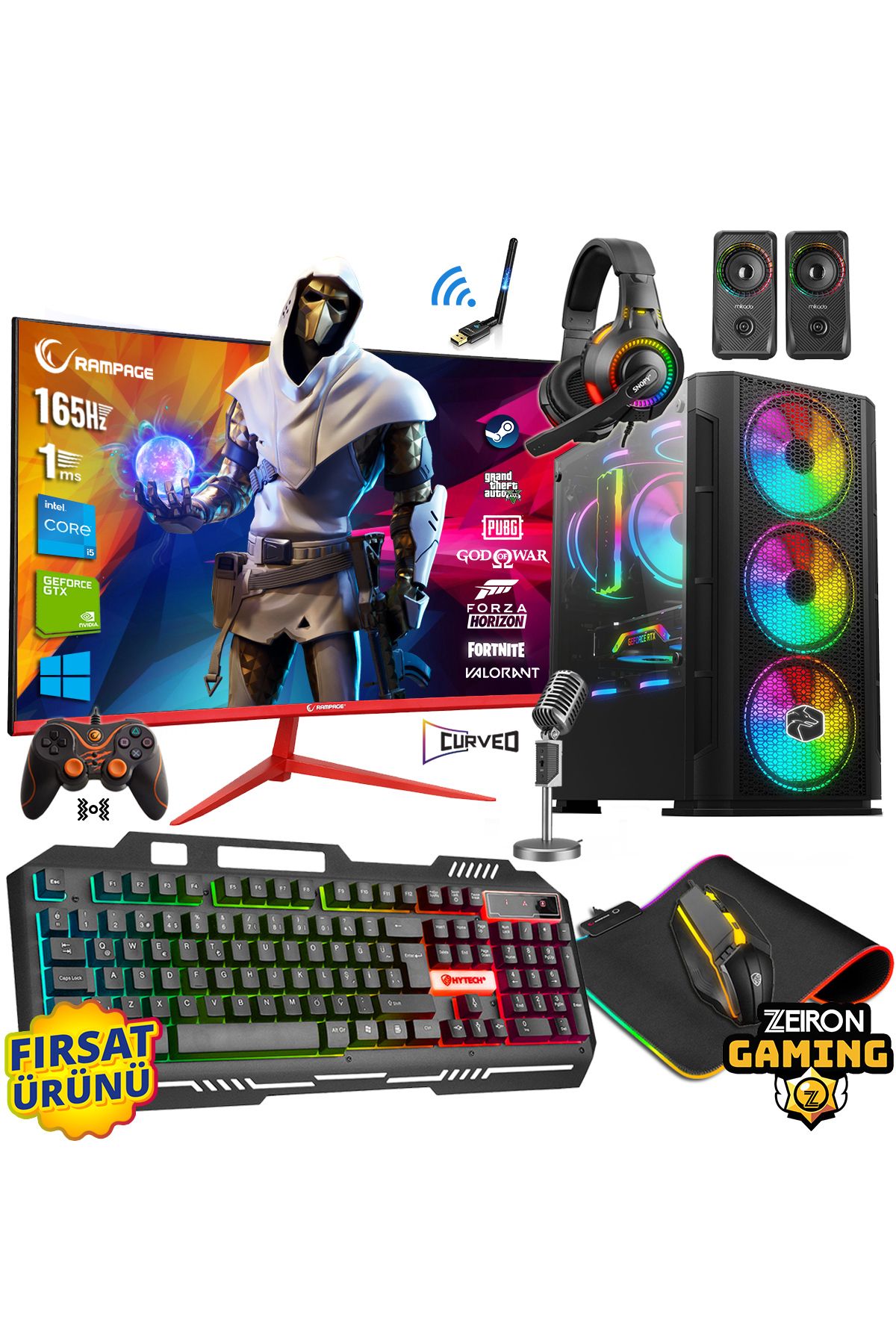 Galaxy i5 10400F 16GB DDR4 512GB NVMe M.2 SSD GTX1660 Super 24" 165Hz Oyuncu Masaüstü Bilgisayarı