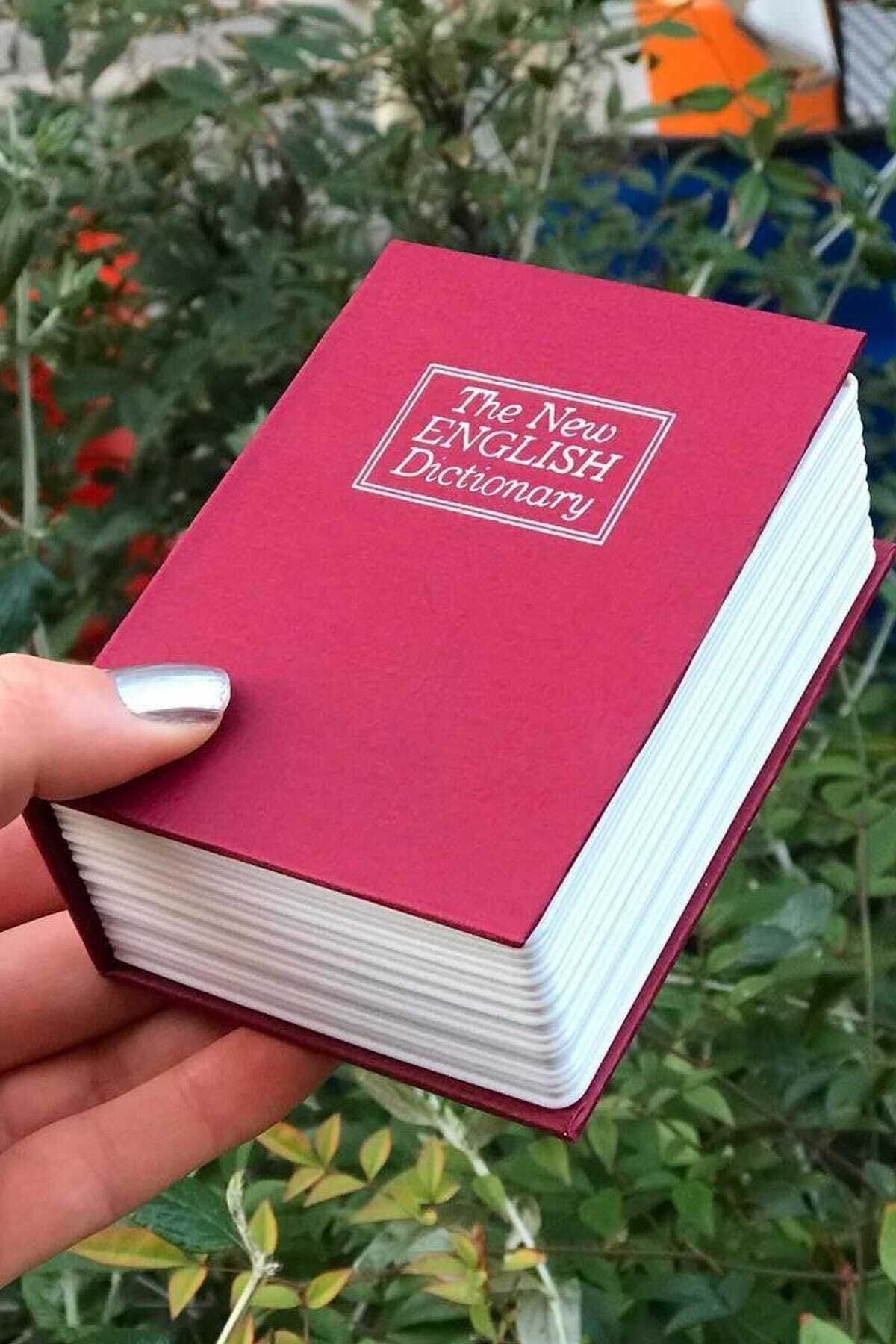 Kitap Şeklinde Gizli Kasa Hırsız Kilitli Sözlük Para Kumbarası-bordo