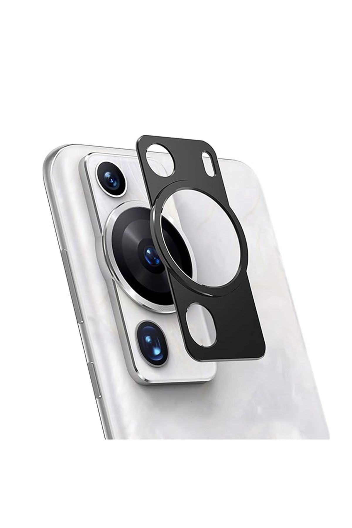 Huawei P60 Pro  Uyumlu Kamera Lens Koruma Halkası - Kapalı Tasarım Siyah Al3401
