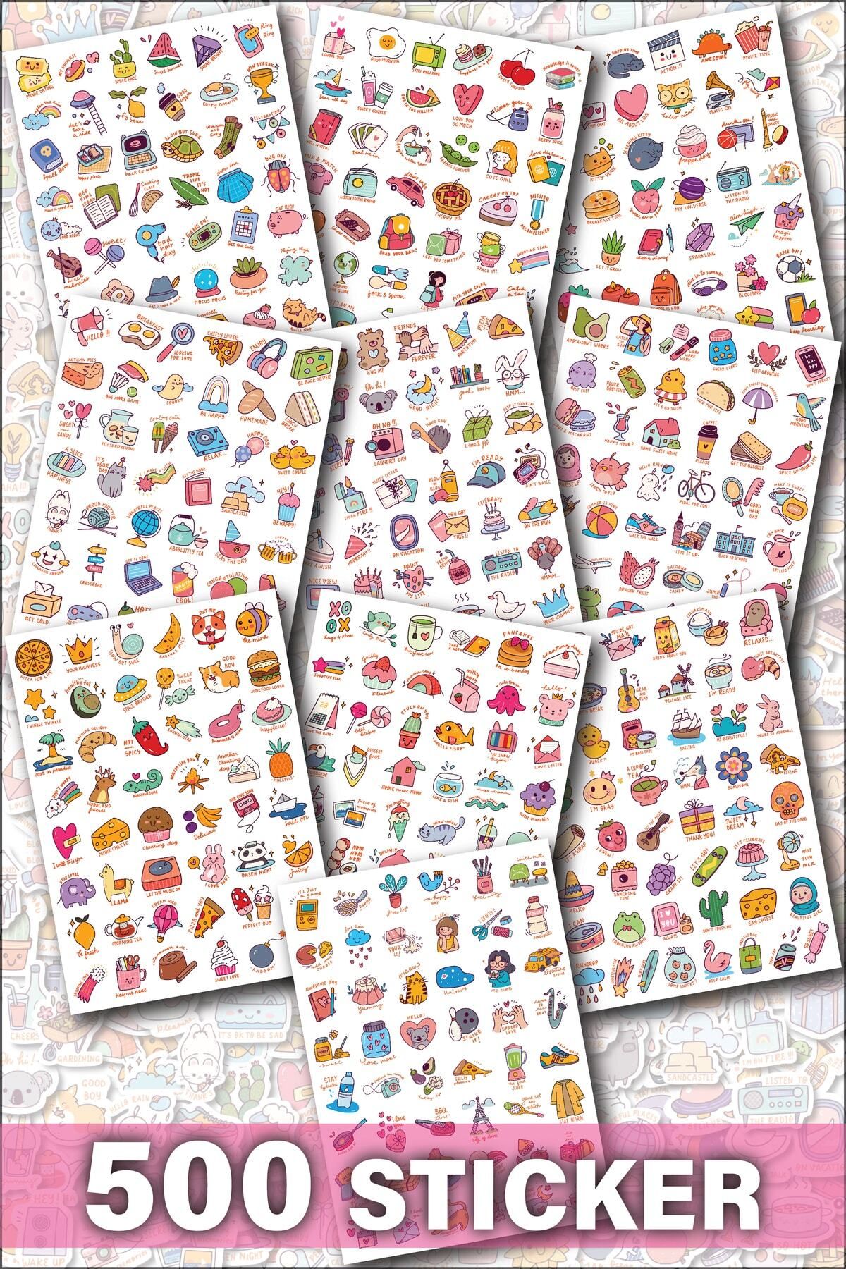 500 Adet Sticker - Planner, Ajanda Ve Günlükler Için Eğlenceli Etiket Kitabı - Sticker Book