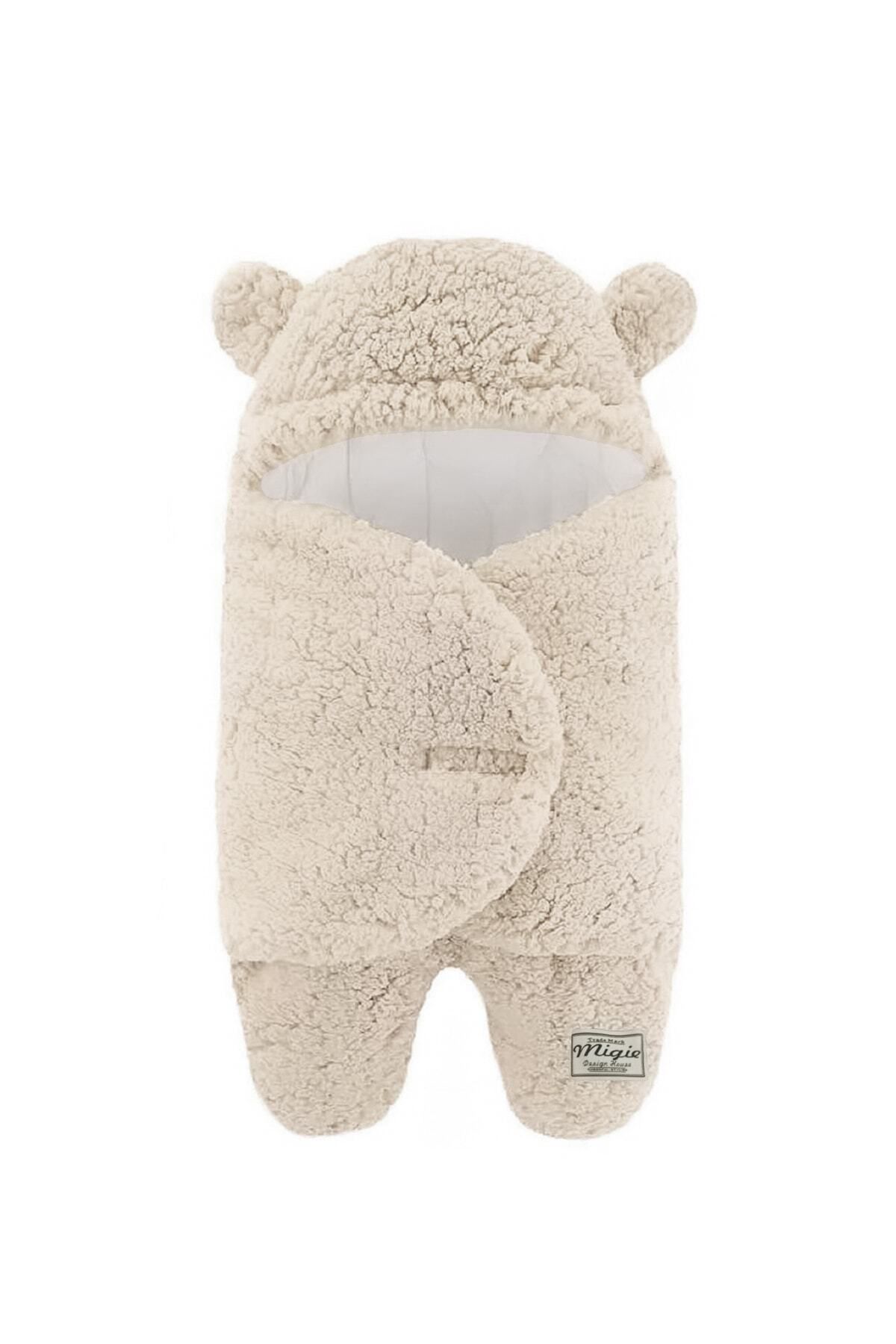 0-4 Ay Bebek Dış Kundak Uyku Tulumu Kıvırcık Wellsoft Peluş Bej