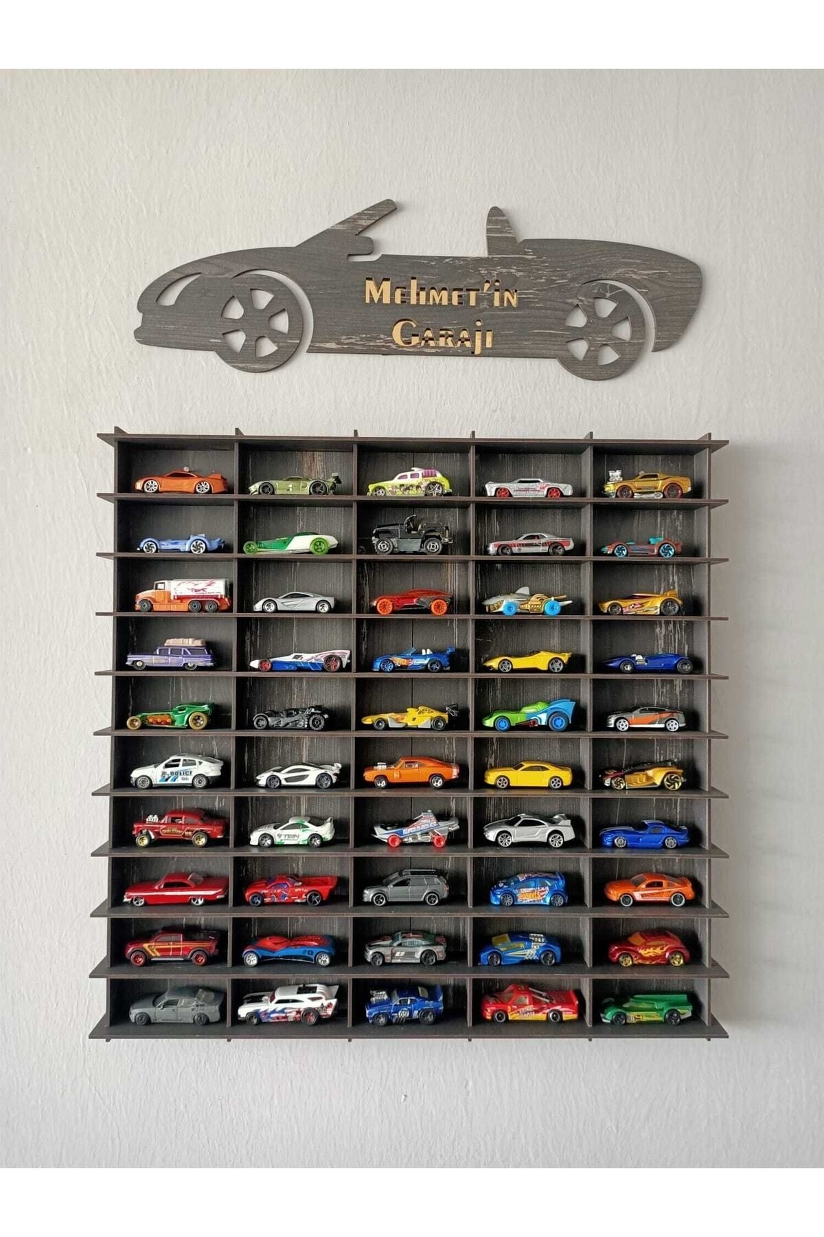 Oyuncak Araba Rafı 50'li Eskitme Siyah (hotwheels Ve Matcbox Arabaları Için Uygundur)