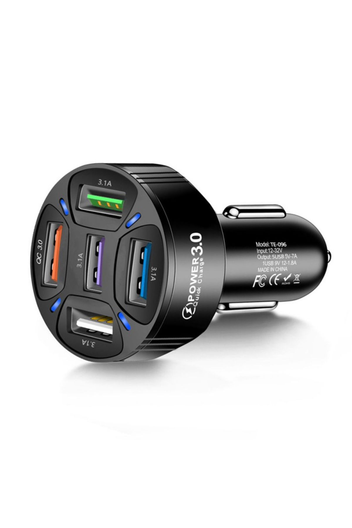 QC3.0 5 Port Çıkışlı Çoklu Usb Araç İçi Çakmaklık Hızlı Şarj Başlığı SİYAH