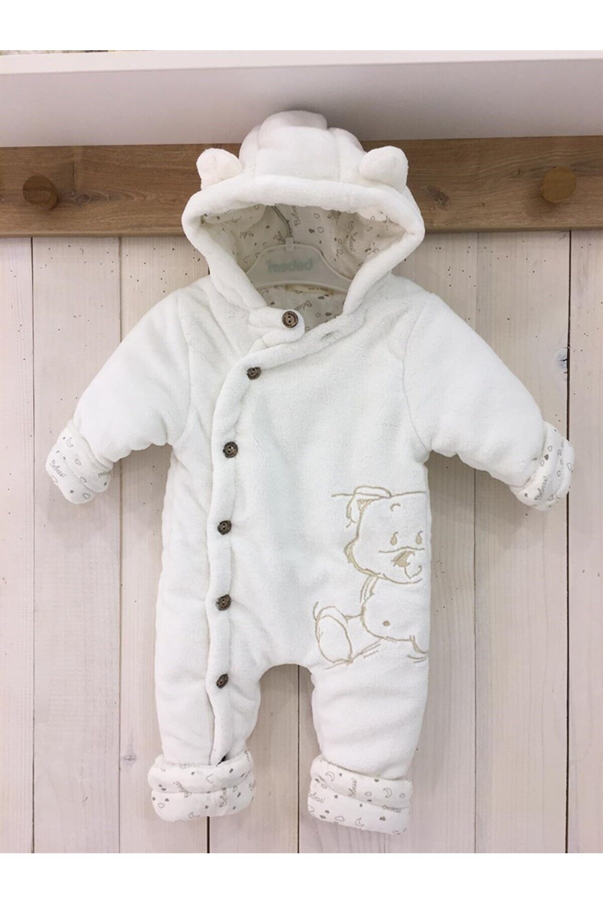 Coral Soft Düğmeli Sevimli Ayıcık Bebek Tulumu