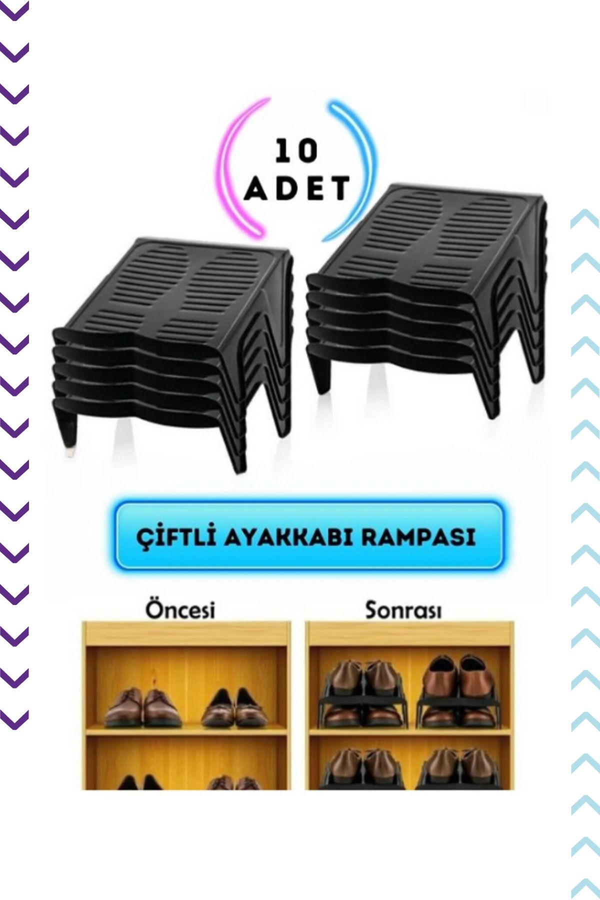 10'lu Çiftli Ayakkabı Rampası, Dolap Içi Düzenleyici Organizer