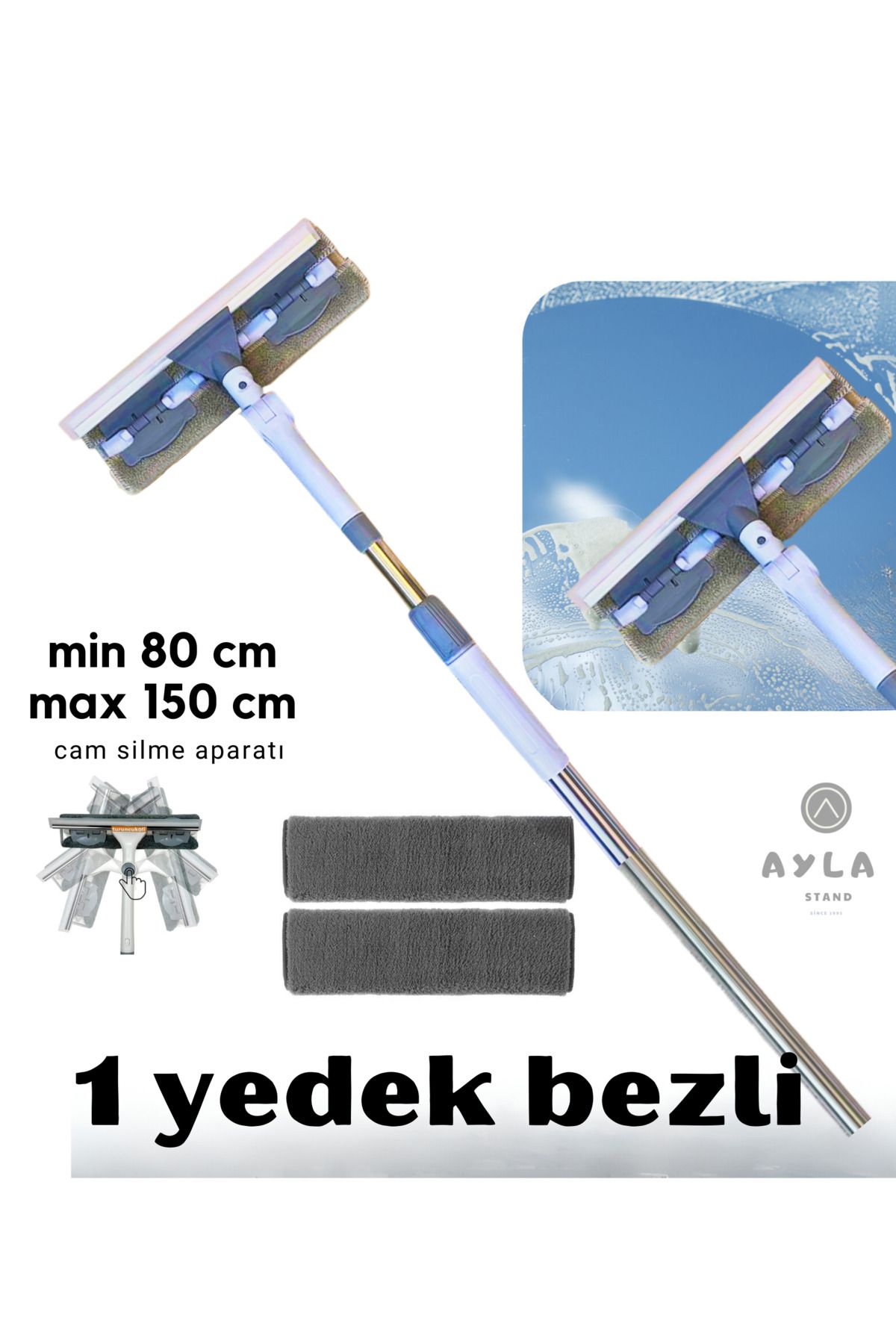 Uzatılabilir Uzun Saplı Pencere Temizleyici Temizleme Fırçası Cam Temizleyici Banyo Fırça Zemin