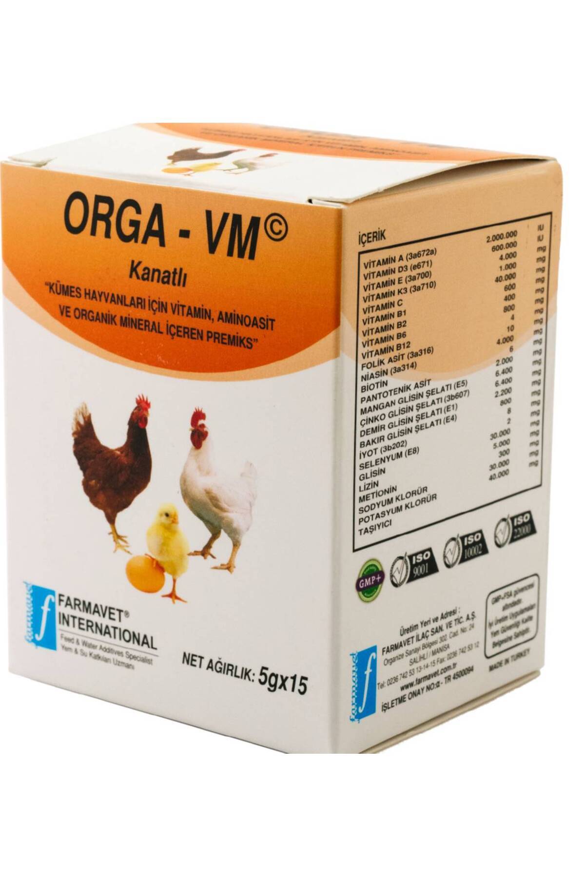 Orga-vm Kümes Hayvanları Için Vitamin Aminoasit Ve Organik Mineral Takviyesi