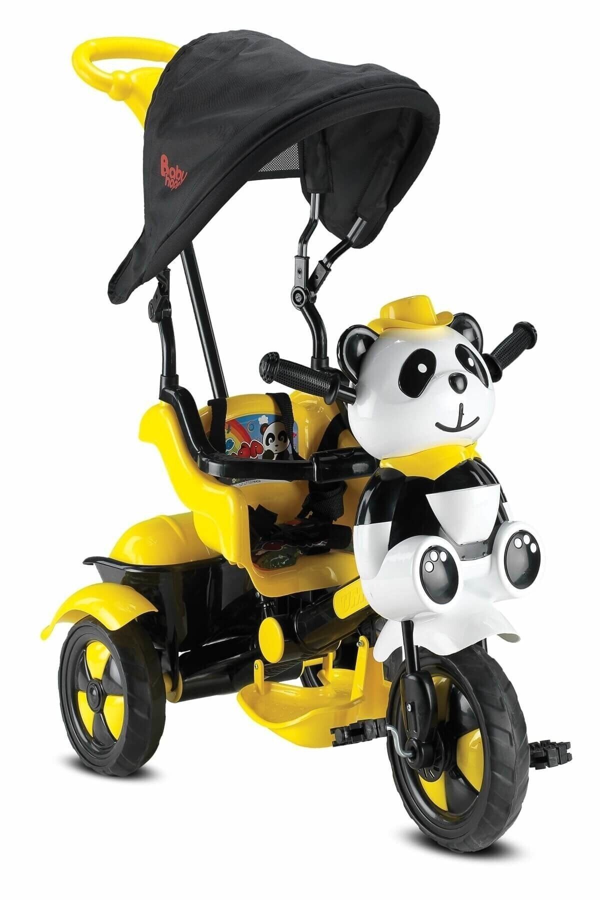Sarı Little Panda Ebeveyn Kontrollü Tenteli Müzikli Tricycle Üç Teker Bisiklet 127