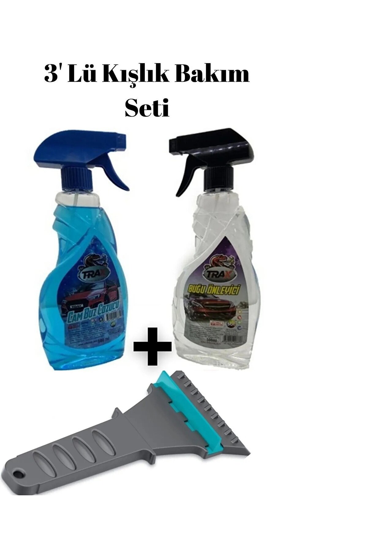 Oto Cam Buz Çözücü 500ml + Araç Buğu Önleyici 500ml Araç Sprey + Araba Buz Kazıyıcı Oto 3’lü Kış Set