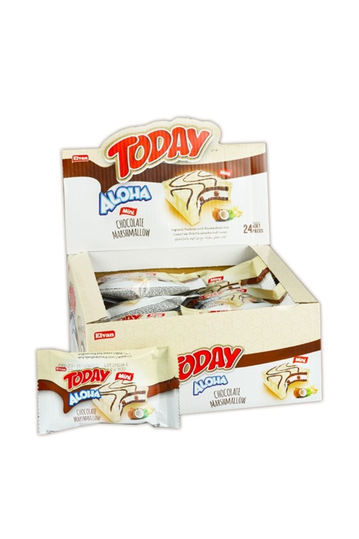 Aloha Mini Beyaz Çikolatalı Marshmallowlu 20 Gr. 24 Adet (1 Kutu)