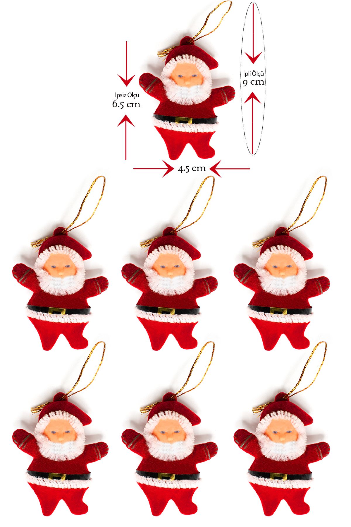Yılbaşı Çam Ağacı Süsü Noel Baba 6'lı 6,5cm
