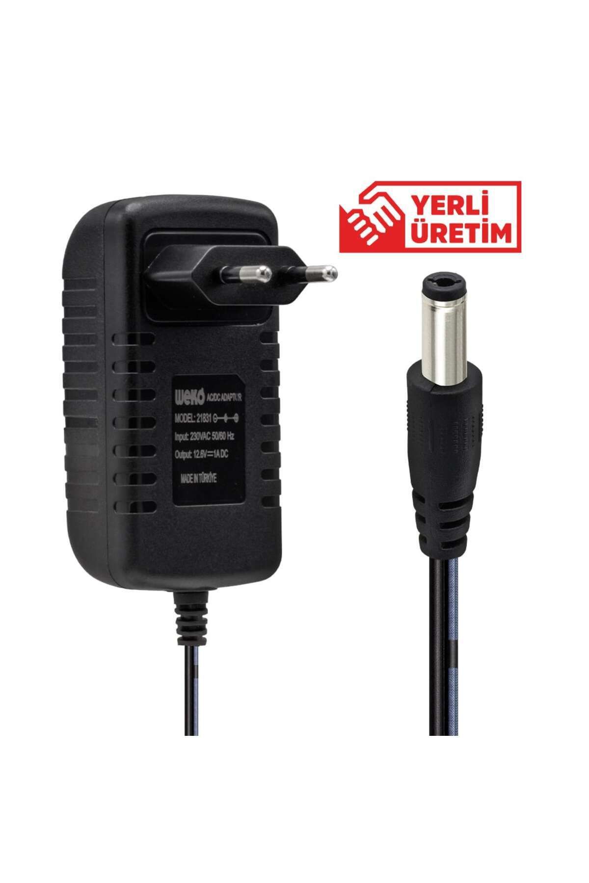 ÇOK AMAÇLI BAKIR SARGI AKÜ ŞARJ ADAPTÖRÜ 12.6 VOLT 1 AMP 5.5*2.5 UÇ KIRMIZI YEŞİL LEDLİ YERLİ ÜRETİM