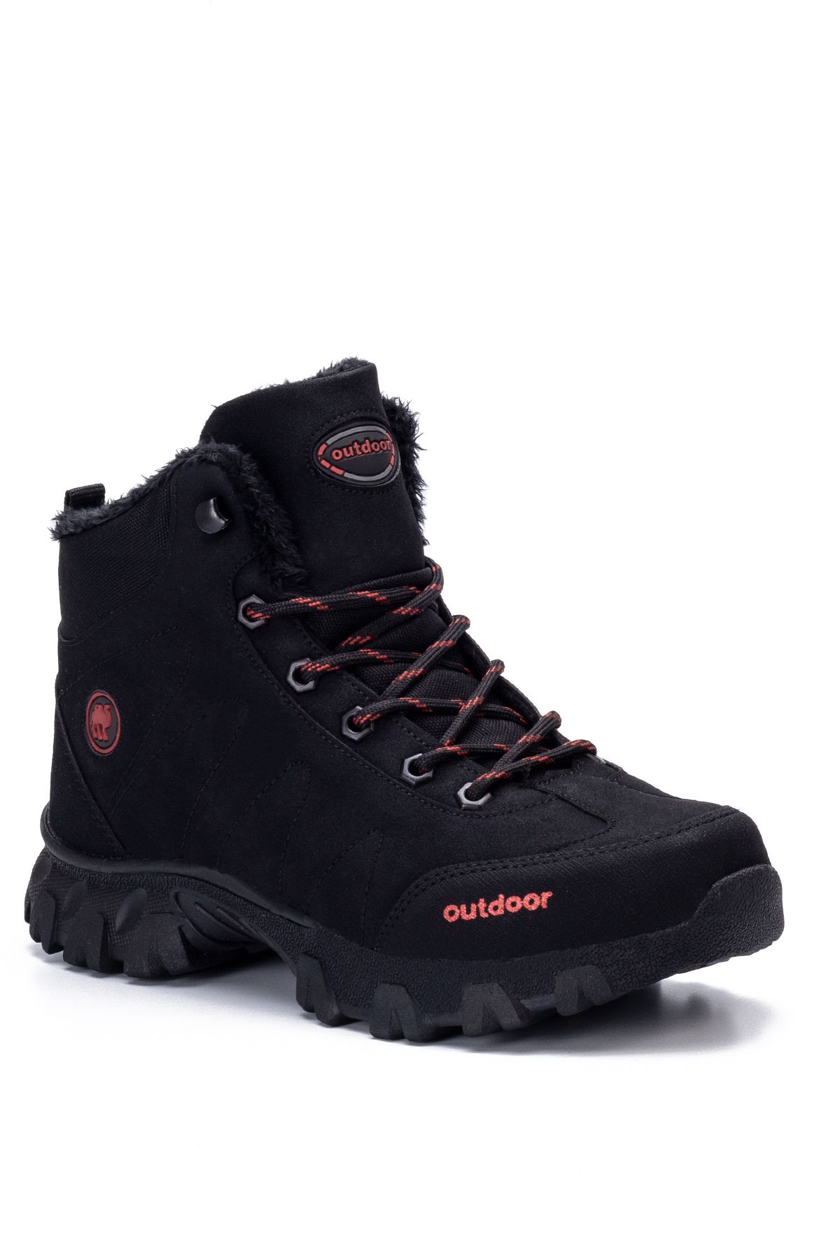 Siyah Unisex Outdoor Bot Ayakkabı Kışlık Dayanıklı Kaymaz Taban Bağcıklı 4054u
