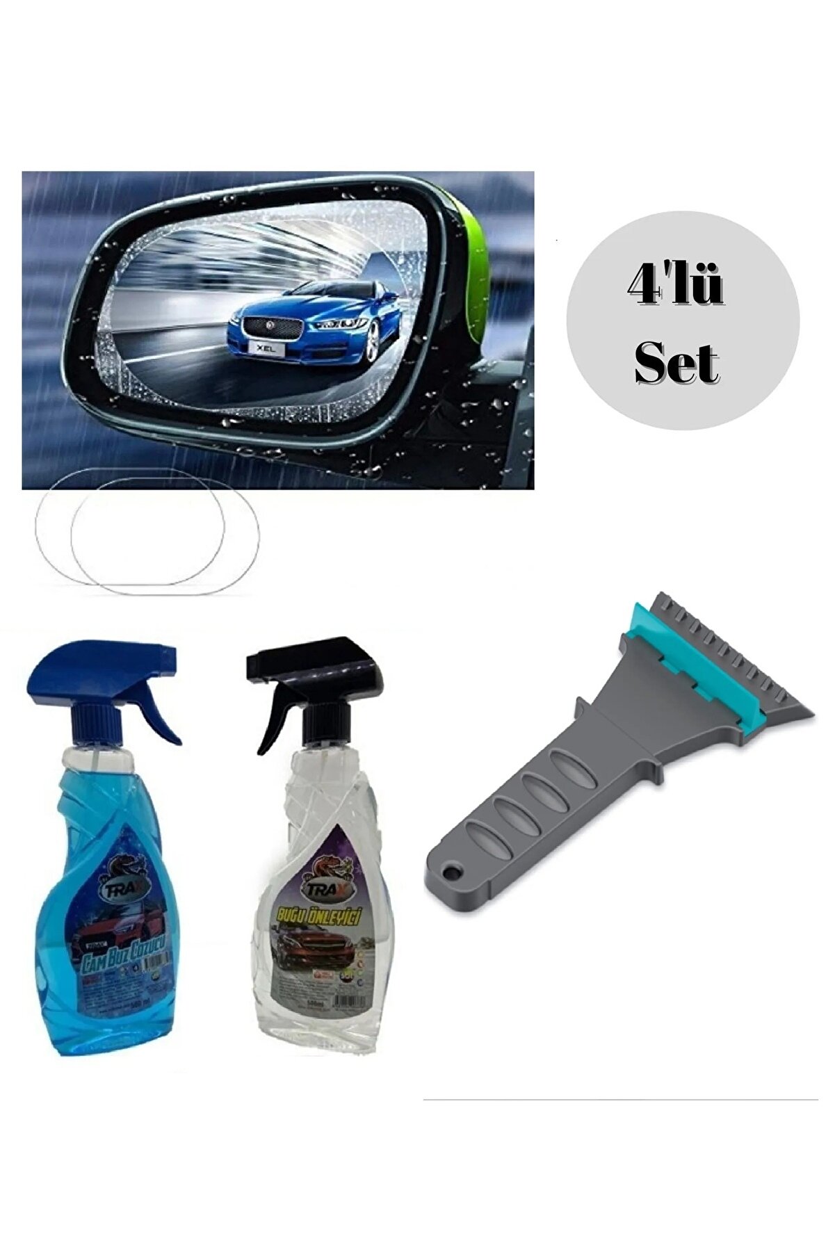 Oto Cam Buz Çözücü Araç Buğu Çözücü Oto Cam Kazıyıcı Ayna Yağmur Kaydırıcı Film Kışlık 4 lü Set