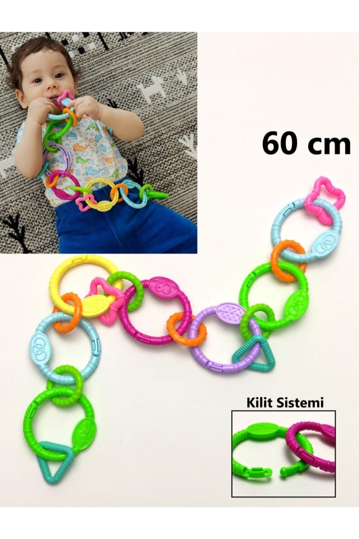 Zincir 17 Parça Oyun Halkası 60 Cm Eğlenceli Çıngırak Oyun Halkası