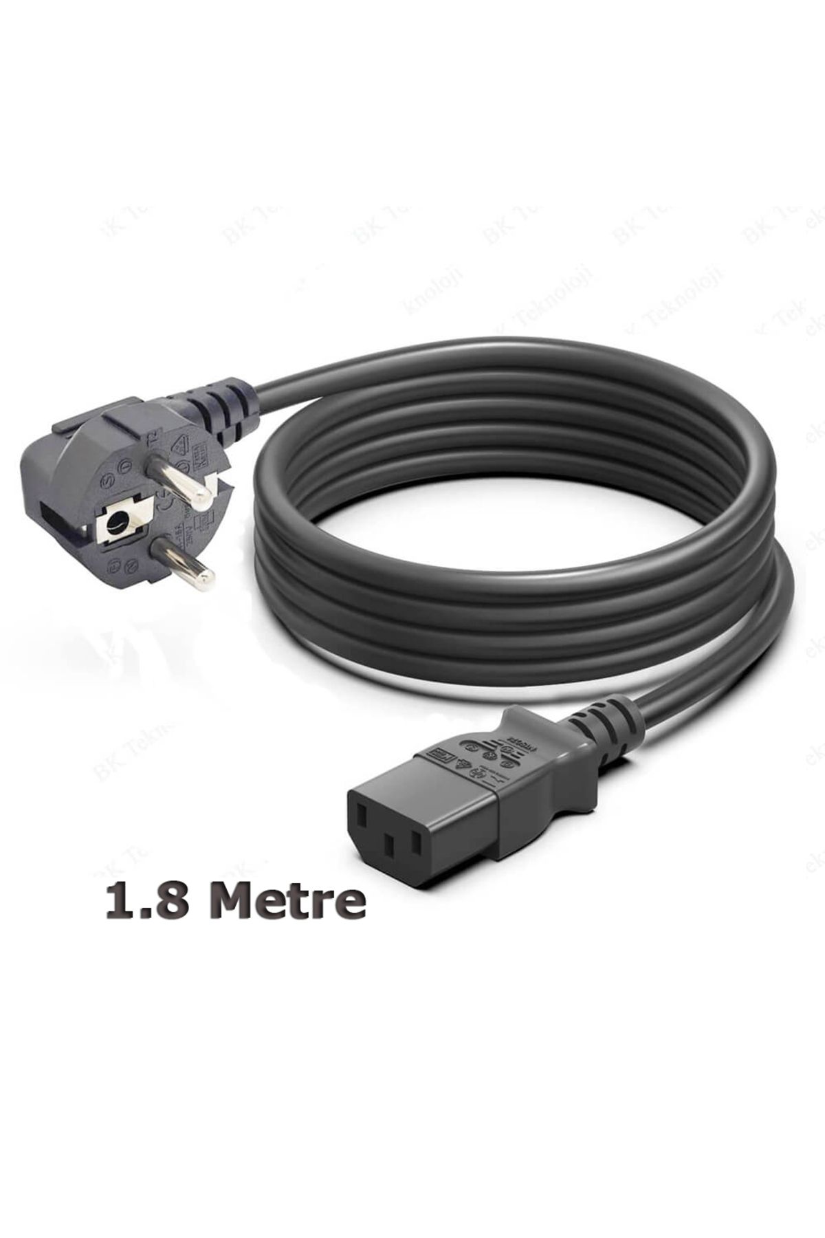 C13 Power Kablo Standart Kasa Monitör Elektrik Güç Kablosu - 1.8 Mt