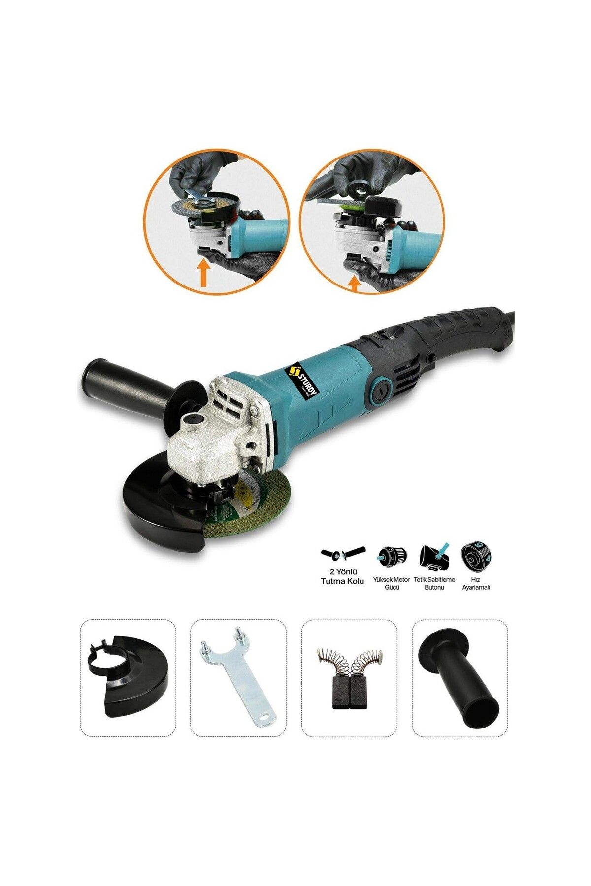 Power Tools Japon Teknoloji Bakır Sargı 550W 125 Mm Spiral Avuç Içi Kesme Ve Taşlama Makinası