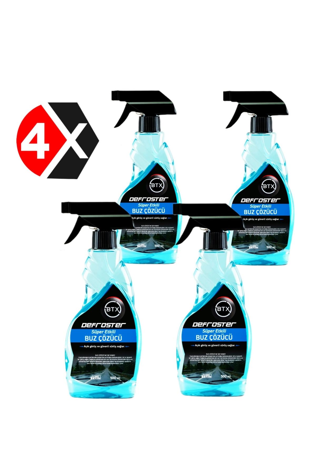 Buz Çözücü Sprey 500ml X 4 Adet Cam Buz Çözücü ve Buzlanma Önleyici