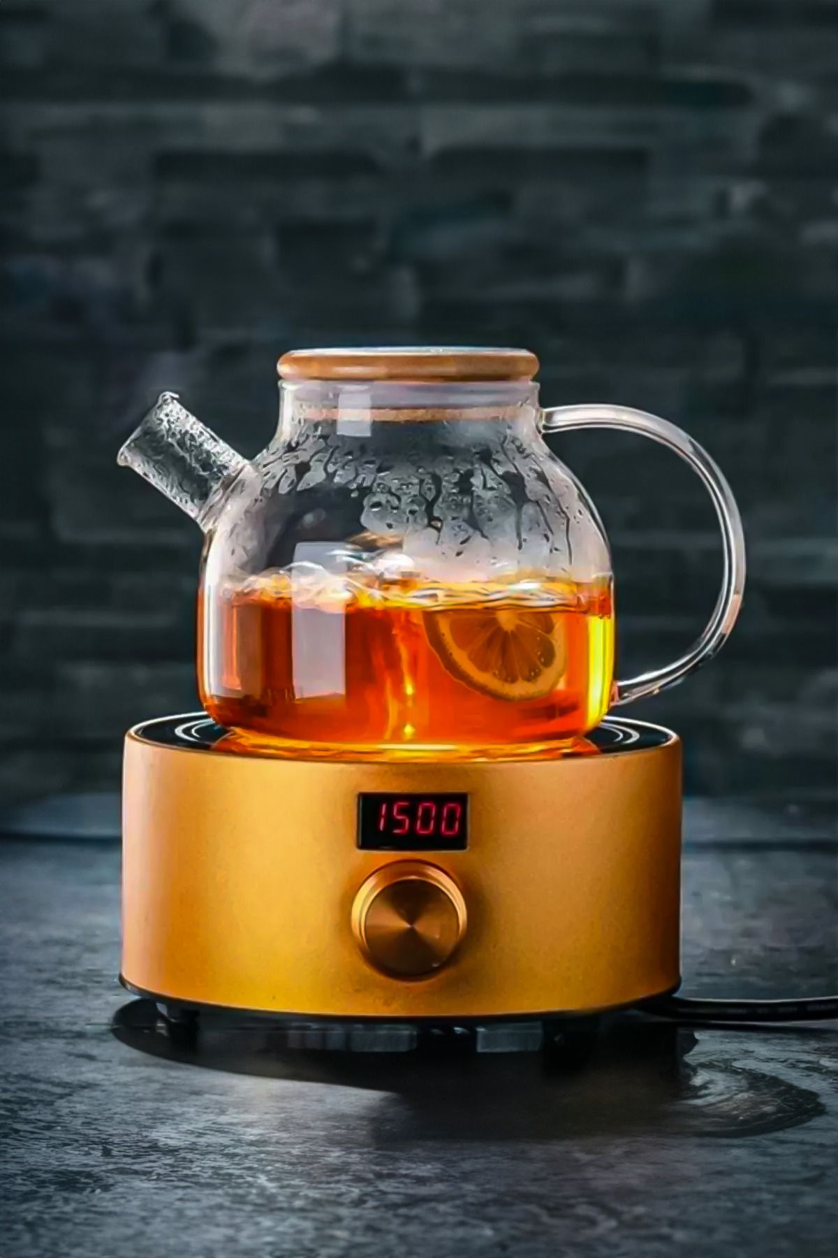 Cambu Bambu Zarafeti, Isıya Dayanıklı 900 ml Süzgeçli Cam Demlik Bitki Çayları ,Borosilikat , Sürahi