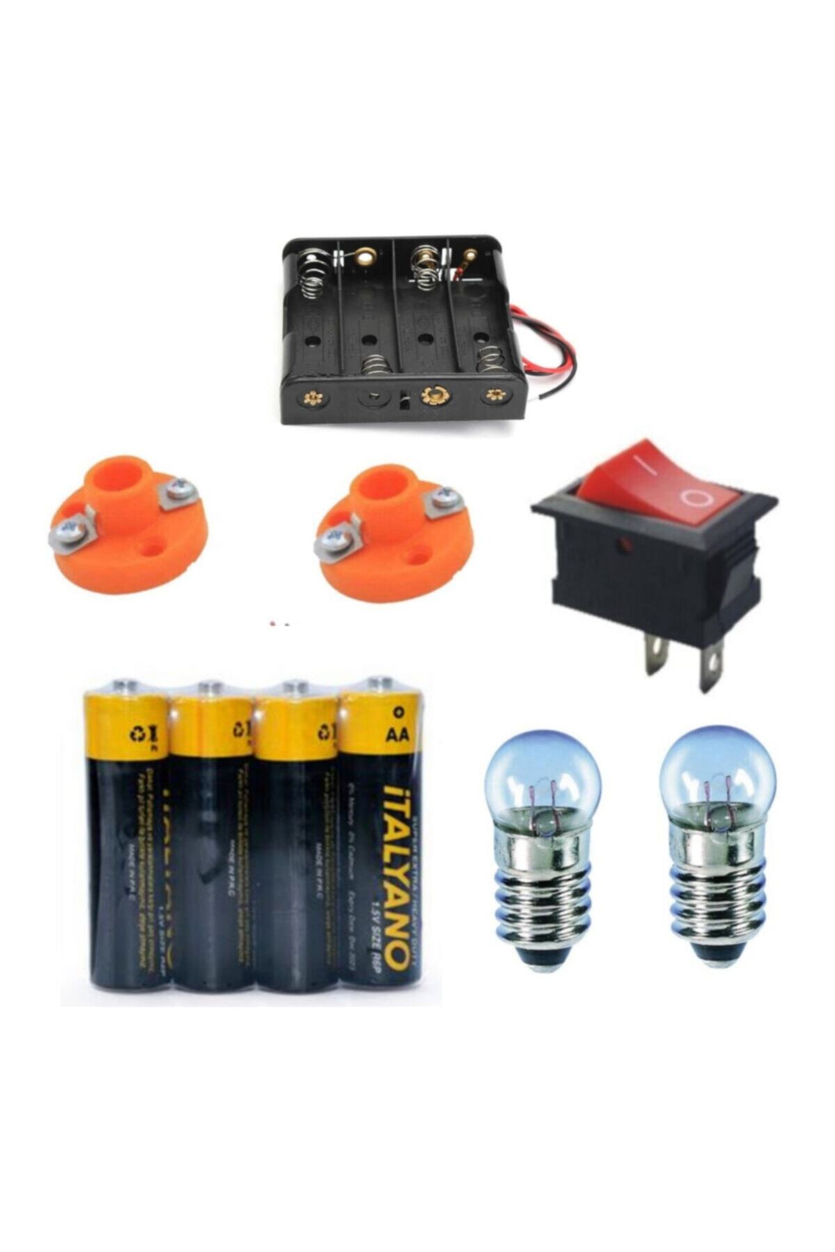 Elektirik Deney Seti, Mini Duy, Mini Ampul, Pil Yatağı, Aç- Kapa Anahtar, Kalem Pil