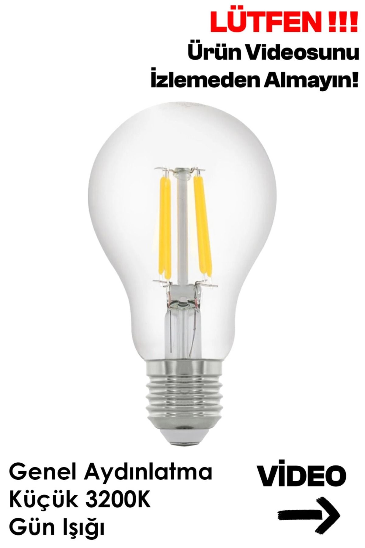 Rustik A60 Led Filament Ampul E27 Gün Işığı Aydınlatma Ampülü Led Ampül