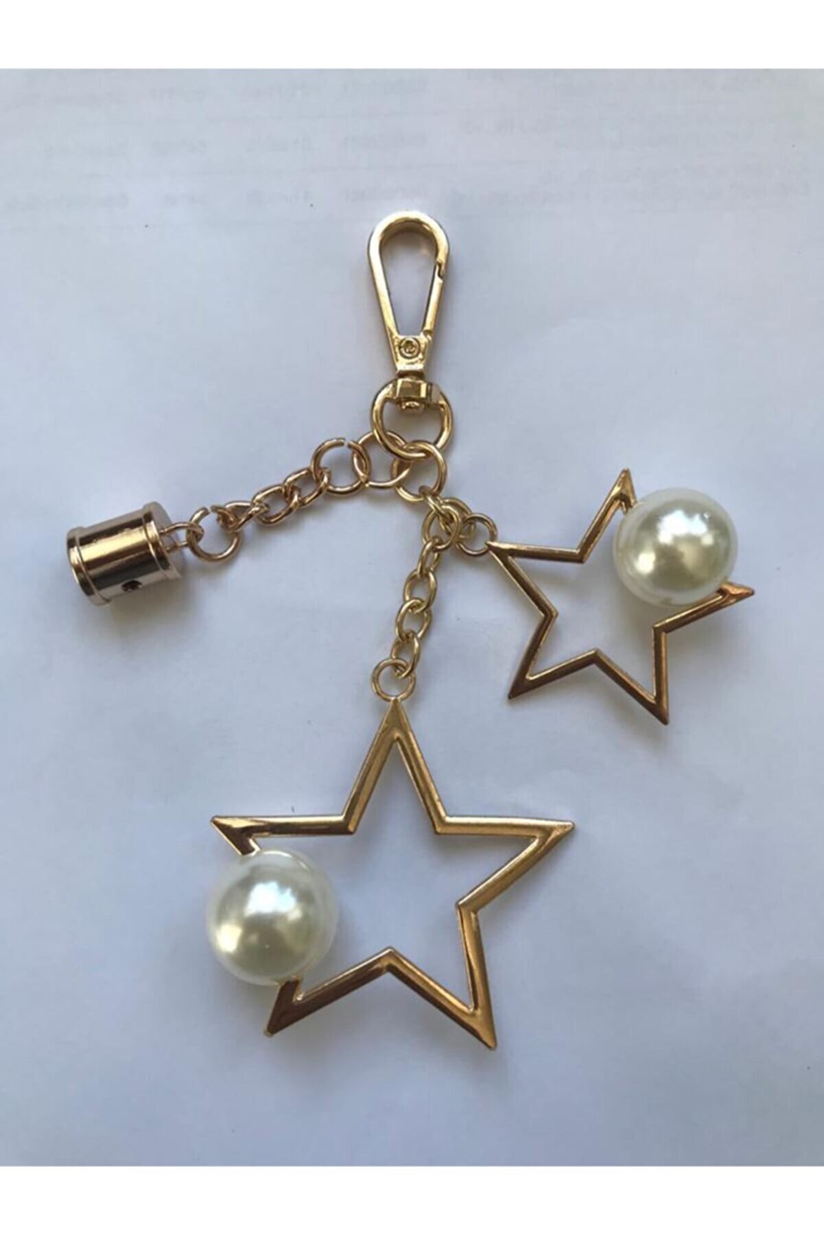 Yıldız Üzeri İnci Örgü Çanta Süsü