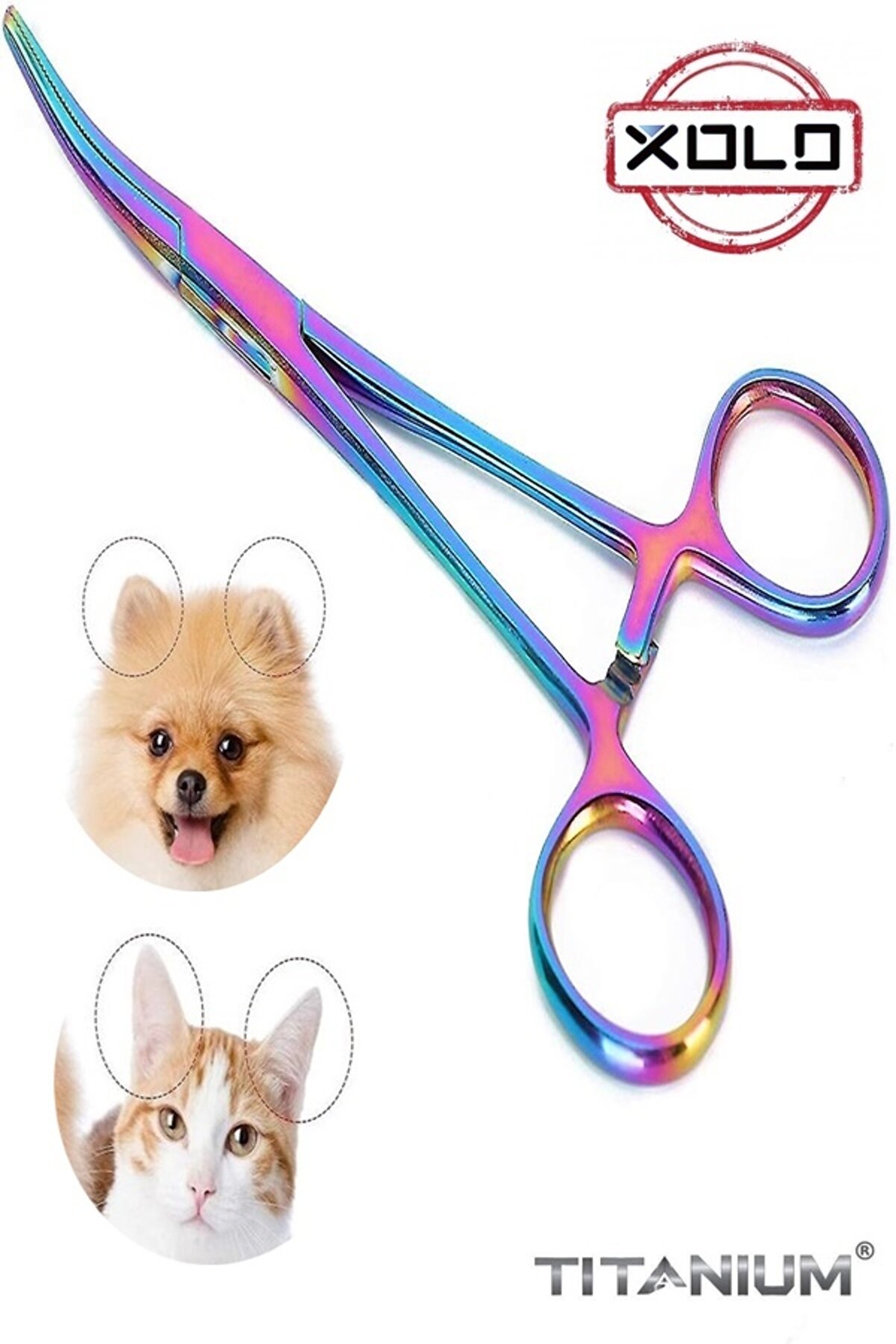 Rainbow Petshop Kuaför Kedi Köpek Evcil Hayvan Kulak Akarı Temizleme Makası Pensi XLQ506