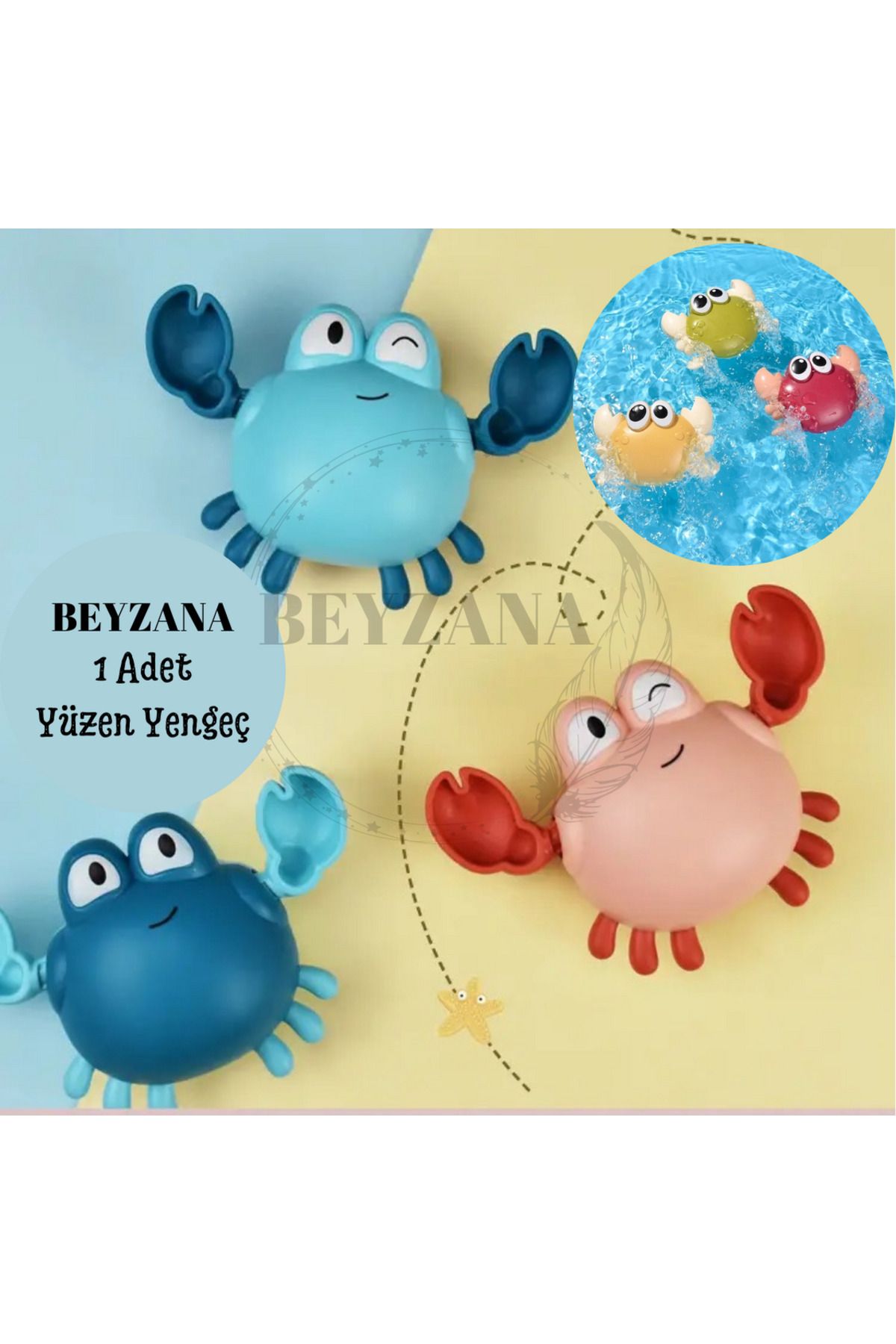 Kurmalı Bebek Banyo Oyuncağı Banyo Küvet Havuz Deniz de Yengeç Yüzen Oyuncak