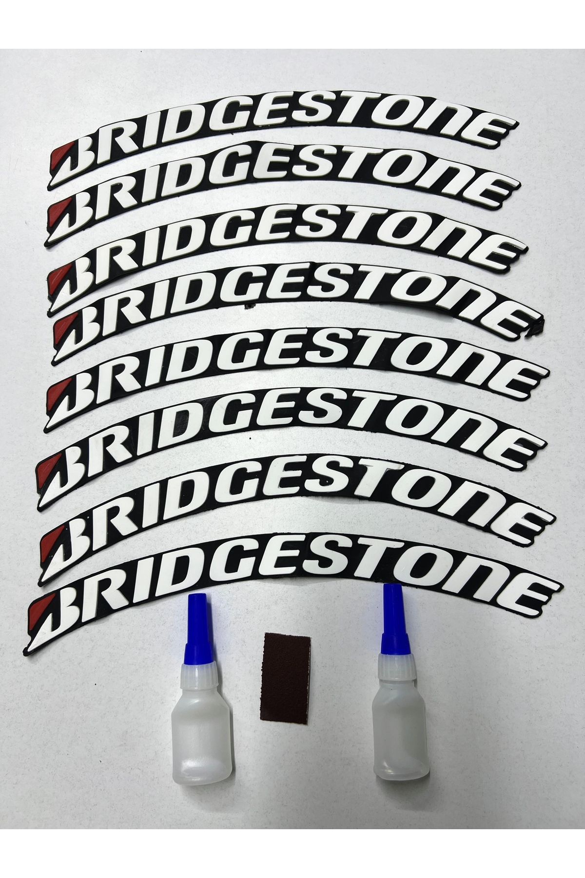 8 Adet Bridgestone Lastik Yazısı Motosiklet Ve Otomobil Lastik Yazısı Sticker + 2 Yapıştırıcı