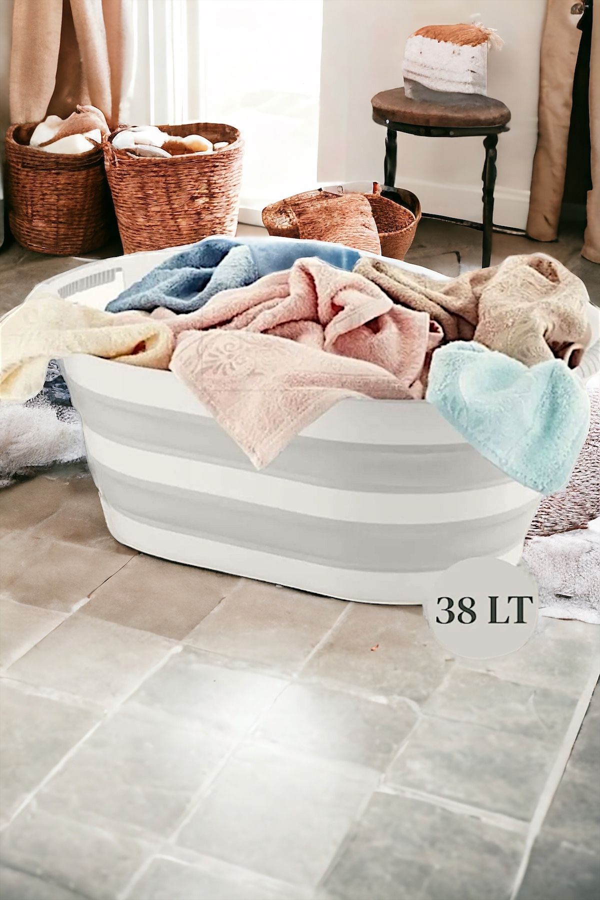 Vera Bath Katlanır Çamaşır Sepeti 38 Lt Çamaşır Selesi Fma07860