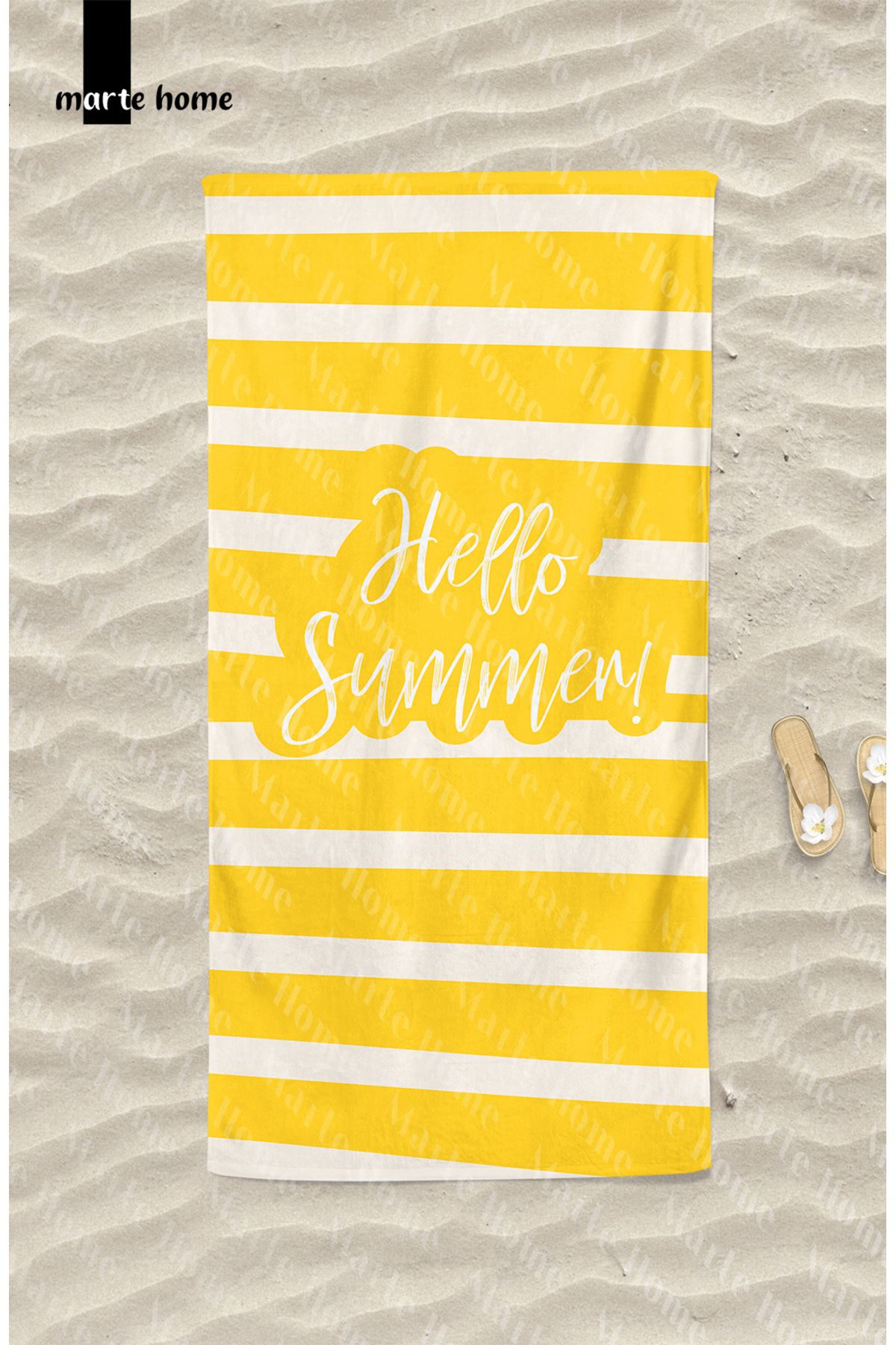 Hello Summer S - Baskılı Plaj Havlusu