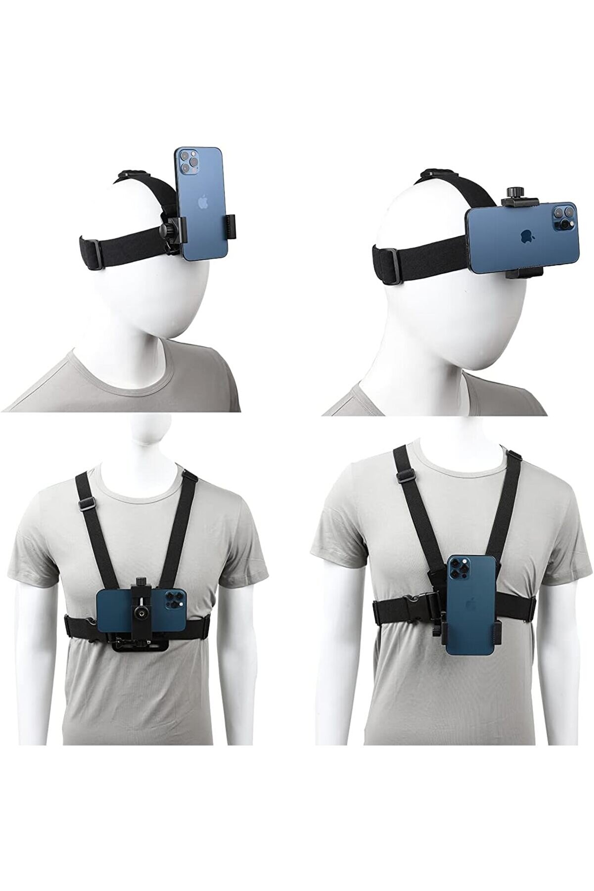 Aksiyon Kameralar Ve Telefonlar Ile Uyumlu Kafa Bandı Göğüs Bandı