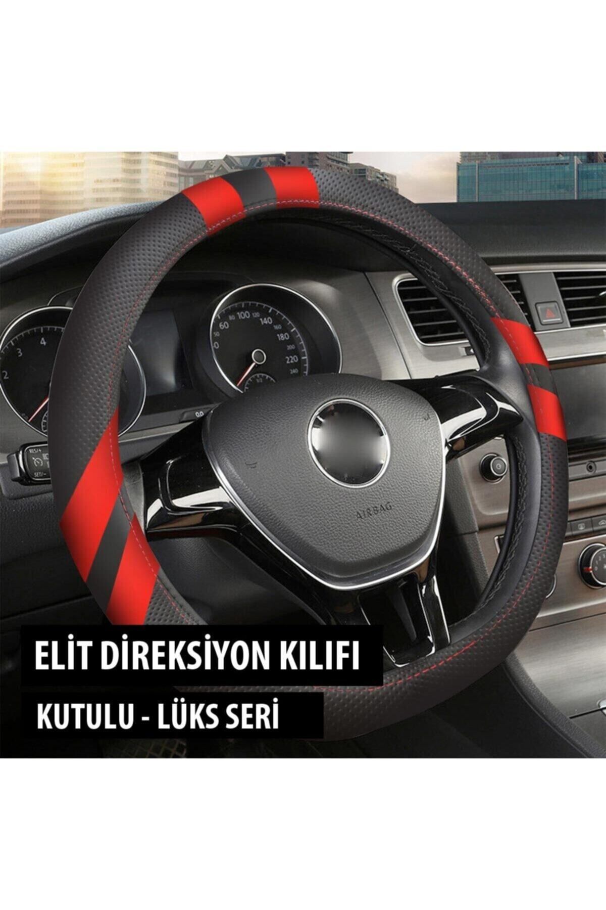 Fiat Siena Uyumlu Elit Geçmeli Direksiyon Kılıfı Kırmızı Kutulu