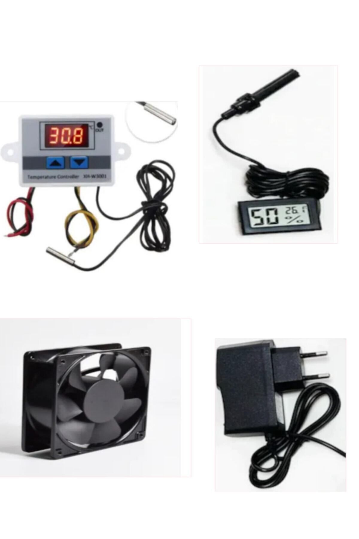 Kuluçka Seti,termostat,fan,adaptör,nem Cihazı Higrometre,kuluçka Makinesi Seti